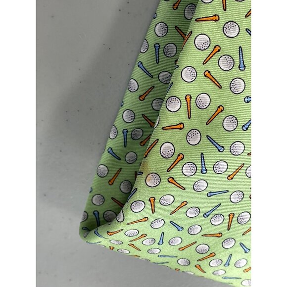 Izod Silk Necktie Adjustable Fit Golf Ball and Tee Green Lightweight USA Made - Picture 6 of 7